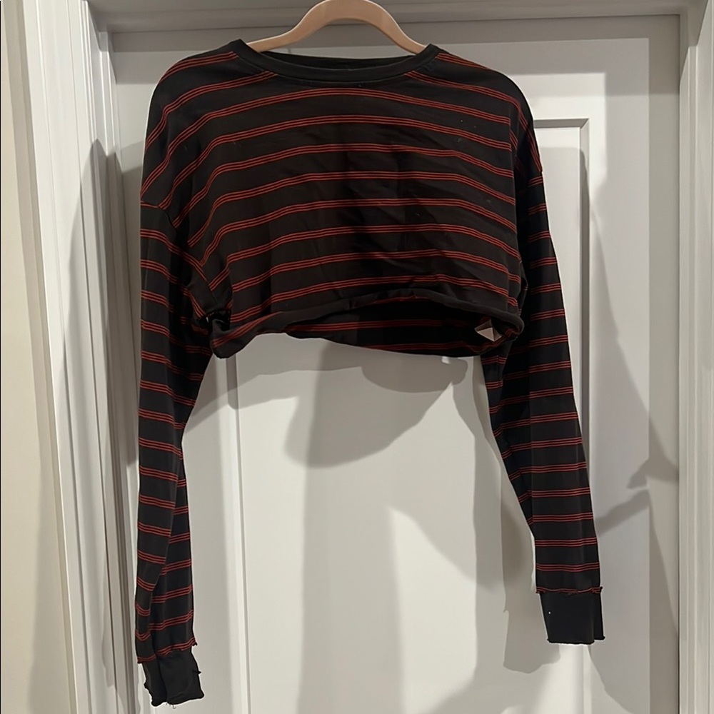 Joah Brown Striped Black and Red Crop